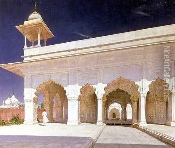 Throne Room of the Shah Jahan Fort in Delhi, 1875 Oil Painting - Vasili Vasilyevich Vereshchagin