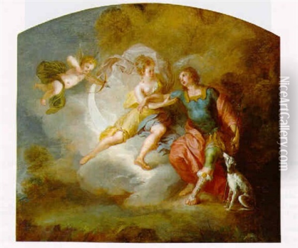 Diana And Endymion Oil Painting - Nicolas Bertin