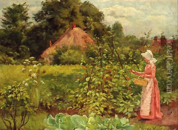 Picking Berries Oil Painting - Henry John Yeend King