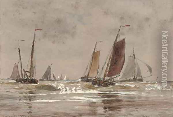 Dutch pincks at Scheveningen Oil Painting - Thomas Bush Hardy