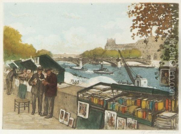Paris, Le Quai Malaquais Oil Painting - William Adolphe Lambrecht