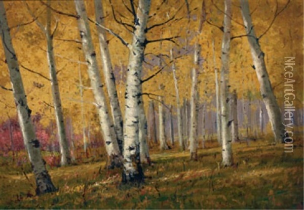 Aspen Forest Oil Painting - Charles Partridge Adams