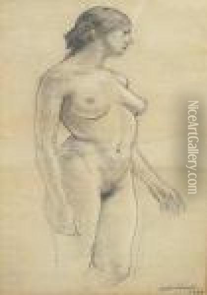 A Study Of A Female Nude Oil Painting - Suzanne Valadon