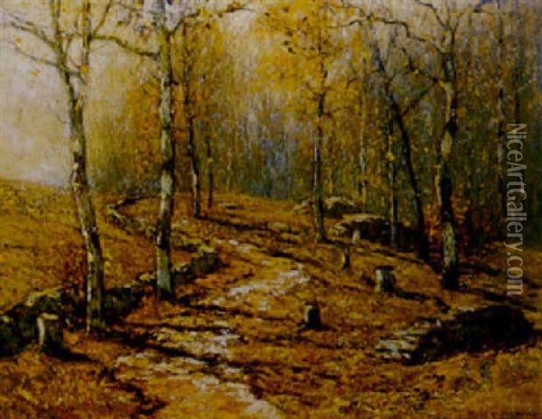 Autumn Woodlands Oil Painting - Bruce Crane