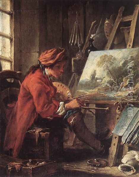 Painter in his Studio Oil Painting - Francois Boucher
