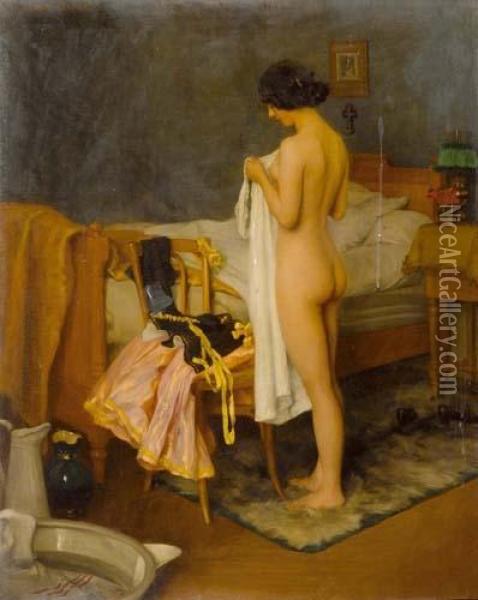 Weiblicher Akt. Oil Painting - Hermann Fenner-Behmer