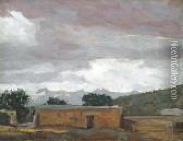 Rain In 'dobe Town Oil Painting - Maynard Dixon