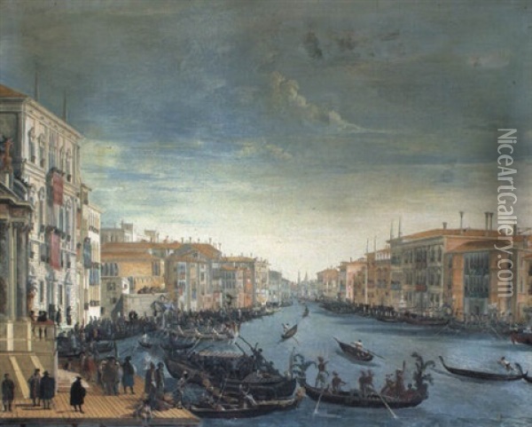 Regata Sul Canal Grande Oil Painting - Giuseppe Bernardino Bison