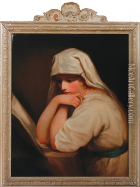 Portrait Of Lady Hamilton As Contemplation Oil Painting - George Romney