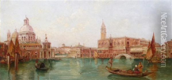 San Giorgio Maggiore And The Doge's Palace From The Lagoon Oil Painting - Alfred Pollentine