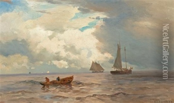 Ships Off A Coast Oil Painting - Mauritz Frederick Hendrick de Haas