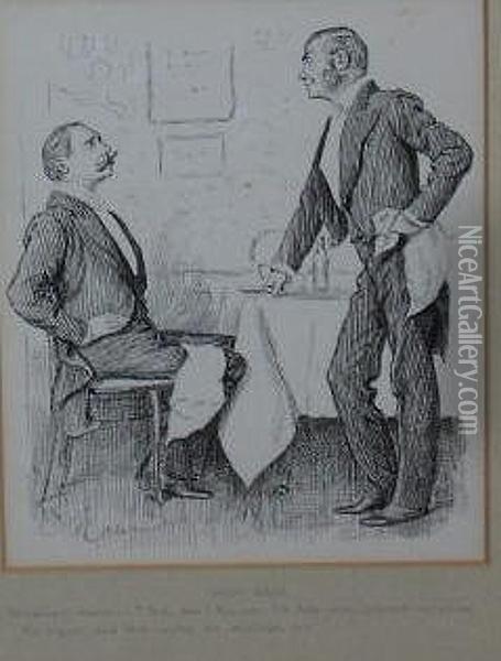 Gentleman And Waiter Oil Painting - George L. Du Maurier