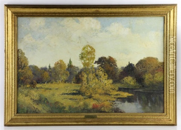 Landscape With Pond Oil Painting - Ernest Fredericks
