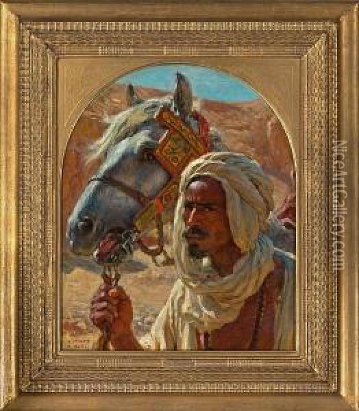 L'arabe Et Son Cheval Oil Painting - Alphonse Etienne Dinet
