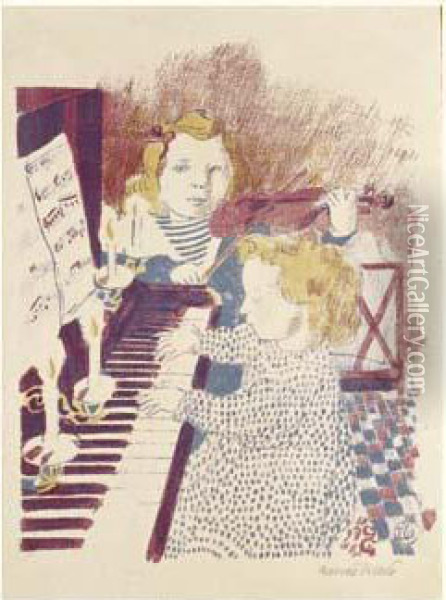 Frontispice Des Concerts Du Petit Frere Et De La Petite Soeur, Diandre Rossignol. 1903. Oil Painting - Maurice Denis