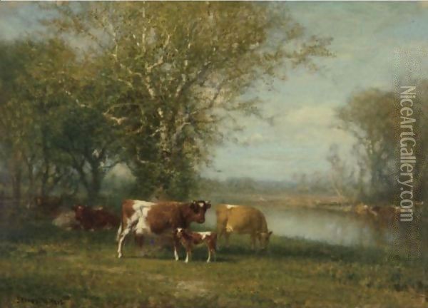 Landscape With Cattle Oil Painting - James McDougal Hart