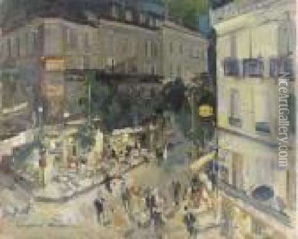 View Of A Parisian Street Corner Oil Painting - Konstantin Alexeievitch Korovin