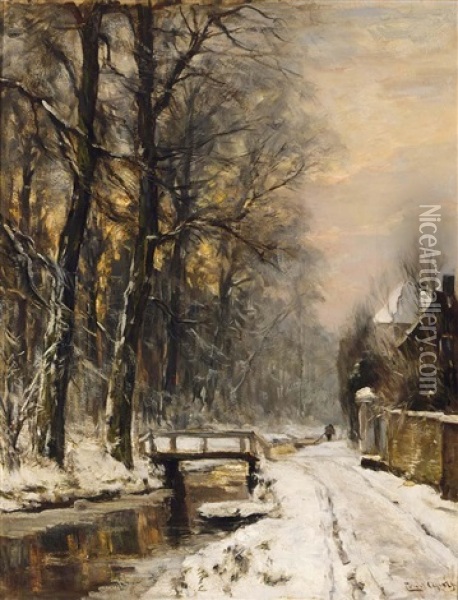 A View Of The Haagse Bos In Winter Oil Painting - Louis Apol