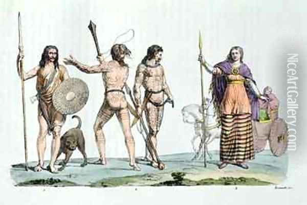 Celtic people at the time of Julius Caesar Oil Painting - Bramatti