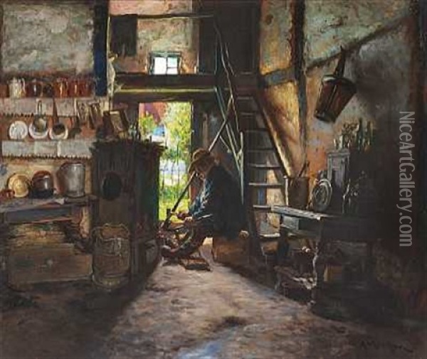 Sensendengler Oil Painting - Anders Montan