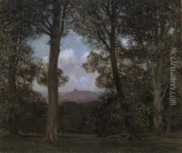 Twilight In Windsor Forest Oil Painting - Sir Alfred East