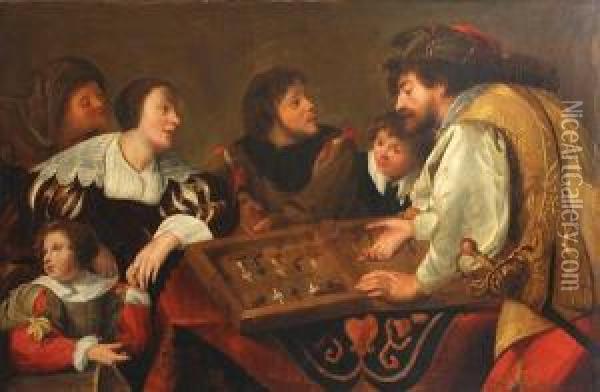 The Backgammon Players Oil Painting - Salomon Rombouts