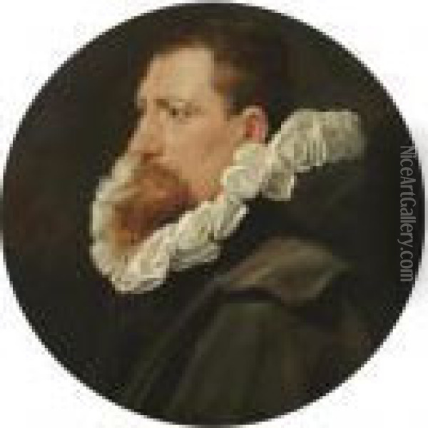Portrait Of A Man, Bust Length, In Profile Oil Painting - Peter Paul Rubens