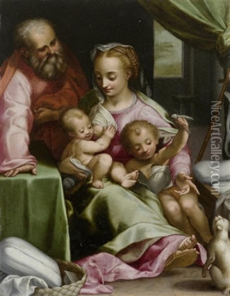 Heilige Familie Mit Katze Oil Painting - Federico Barocci