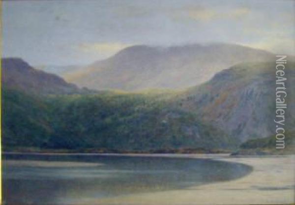 'highland Landscape', Watercolour, Signed, 47cm X 7cm, Framed Oil Painting - Alfred Mitchell