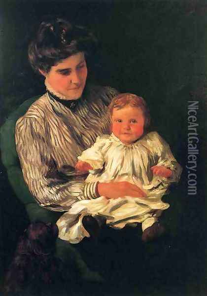 Mrs. Anshutz and Her Son Edward Oil Painting - Thomas Anshutz