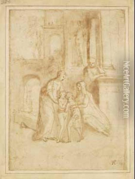 Sacra Famiglia Con Sant'anna E San Giovannino Oil Painting - Federico Zuccari
