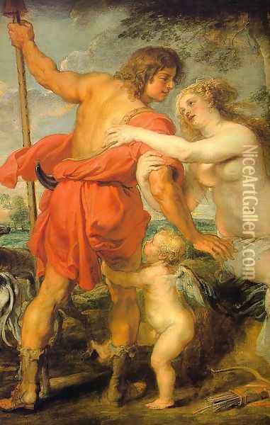 Venus and Adonis (detail) Oil Painting - Peter Paul Rubens