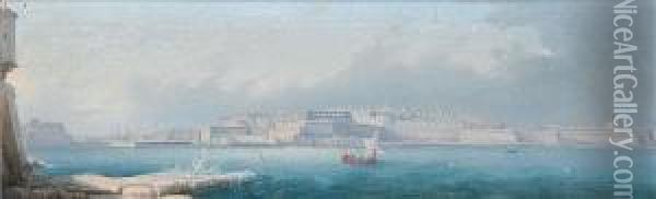 Valletta From Senglea Point Oil Painting - Girolamo Gianni