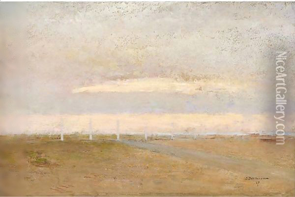 Study Of The Sunset At La Digue Oil Painting - Ivan Pavlovich Pokhitonov