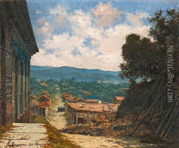 Vista De San Salvador, El Salvador Oil Painting - Emili Brugueras Majo