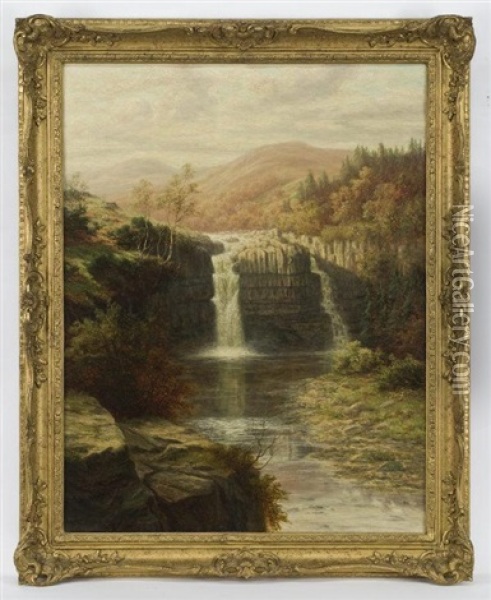 High Force Tresdale, Near Barnard Castle Oil Painting - William Mellor