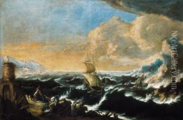 Stormy Sea Oil Painting - Antonio Francesco Peruzzini