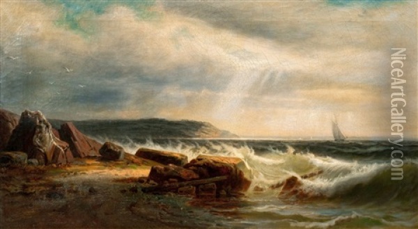 View From Porvoo Shore Oil Painting - Johan Knutson