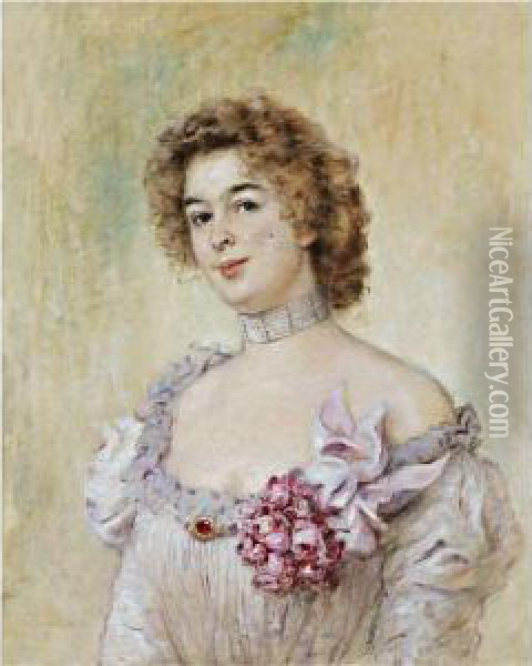 Portrait Of Olga Cheremetieff, Future Princess Demidoff Oil Painting - Konstantin Egorovich Makovsky