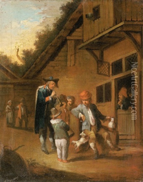 Musikanten Vor Einem Wirtshaus Oil Painting - Johann Conrad Seekatz