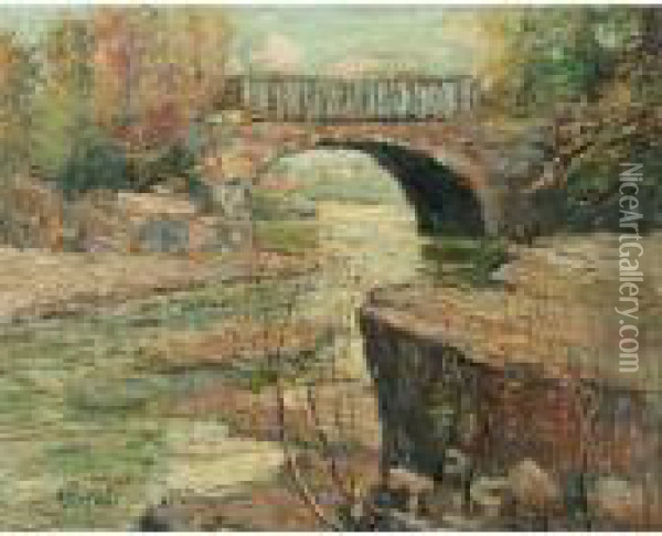 Aqueduct Atfalls New Jersey Oil Painting - Ernest Lawson