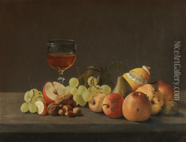 Still Life With Apples Oil Painting - Otto Didrik Ottesen