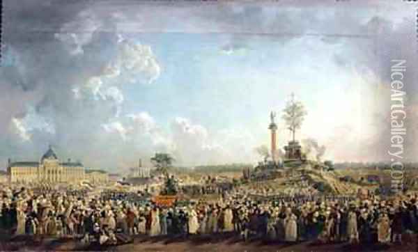The Festival of the Supreme Being at the Champ de Mars Oil Painting - Pierre-Antoine Demachy