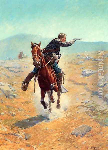 The Messenger Oil Painting - Charles Schreyvogel
