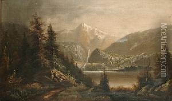 An Alpine Landscape Oil Painting - George Gunther Hartwick