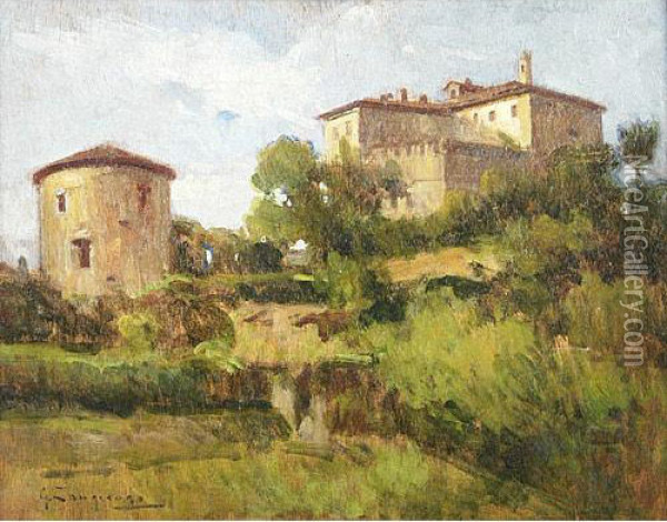 Paesaggio Con Castello Oil Painting - Giovanni Zangrando