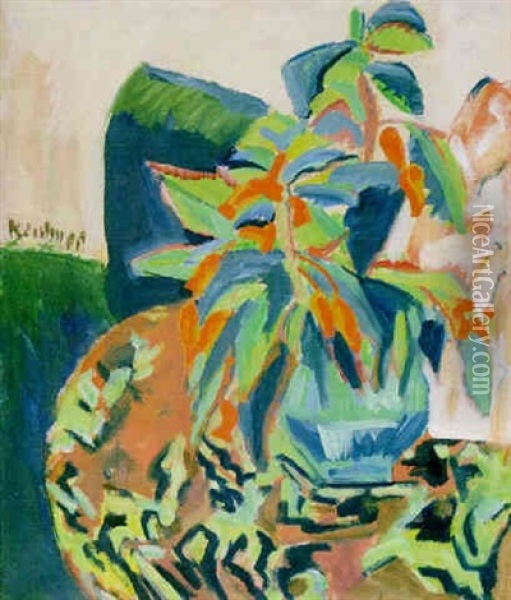 Bluhende Pflanze; Blumenstilleben Oil Painting - Ernst Ludwig Kirchner