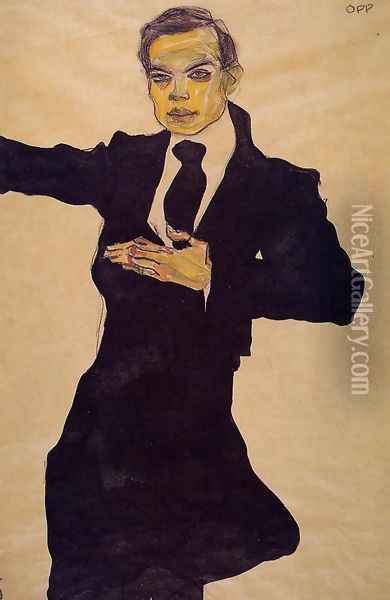 Portrait Of The Painter Max Oppenheimer Oil Painting - Egon Schiele