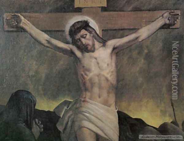 Crucifixion Oil Painting - Ludomir Slendzinski
