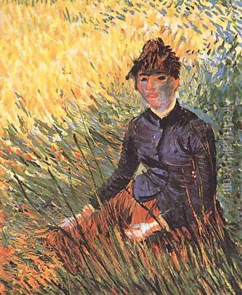 Femme assise dans l'herbe 1887 Oil Painting - Vincent Van Gogh